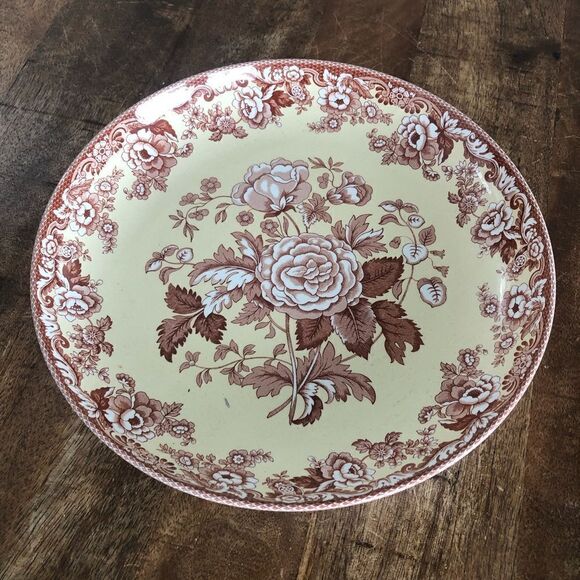 Spode Archive Collection British Flowers Rosa brown & yellow 13” serving bowl - Picture 3 of 3